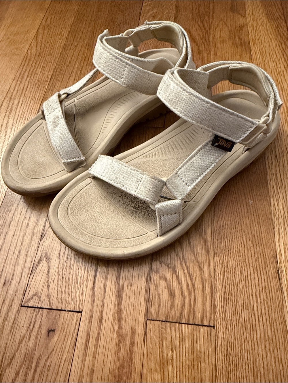 Teva Canvas Beige/Tan Adjustable Strap Sandals